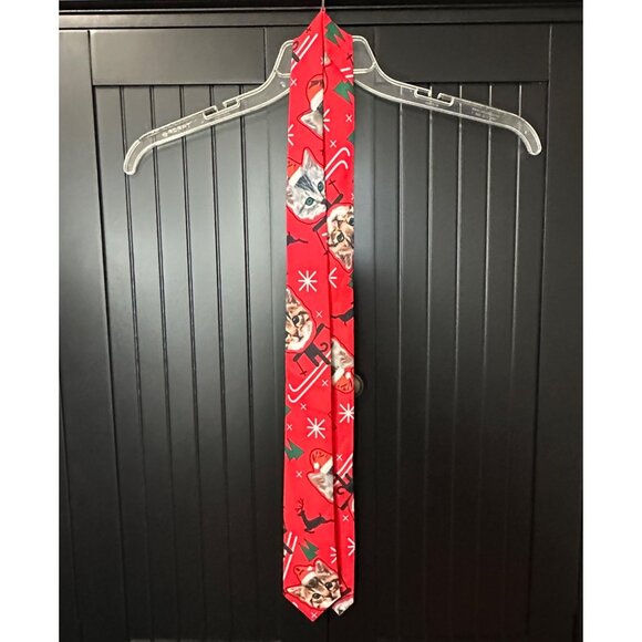 Holiday Time Men’s Christmas Cat Blazer & Tie Set Red Small Funny Novelty Quirky - Picture 5 of 9